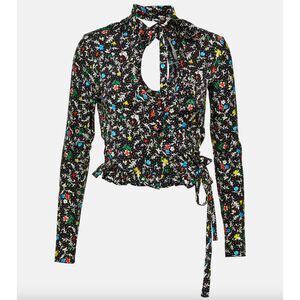 Paco Rabanne Printed wrap crop top multi floral - FR40